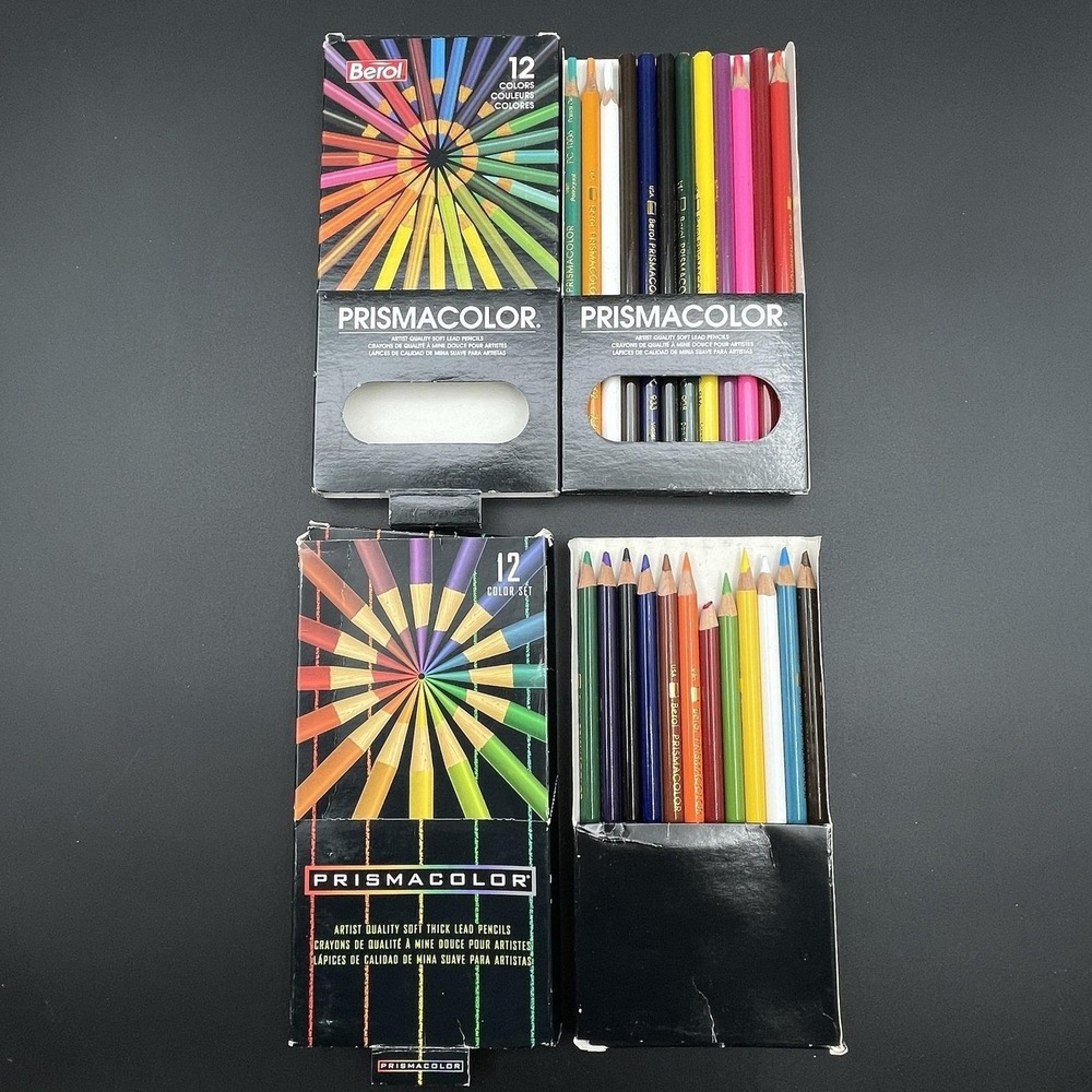 Vintage Prismacolor Berol 12 Color Pencil Sets 1993 1996 USA Lot 2